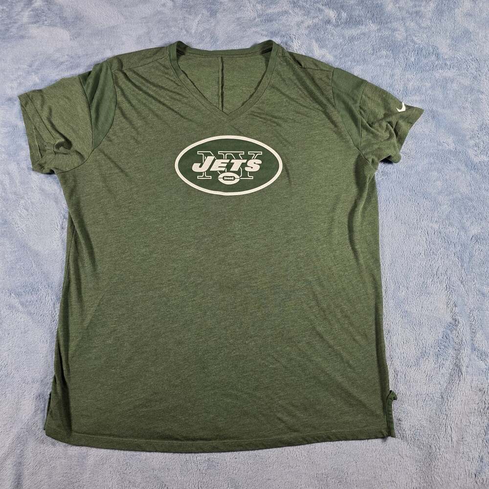 Nike New York Jets Women’s 2XL Green V-Neck Dri-Fit Style T-Shirt NFL
